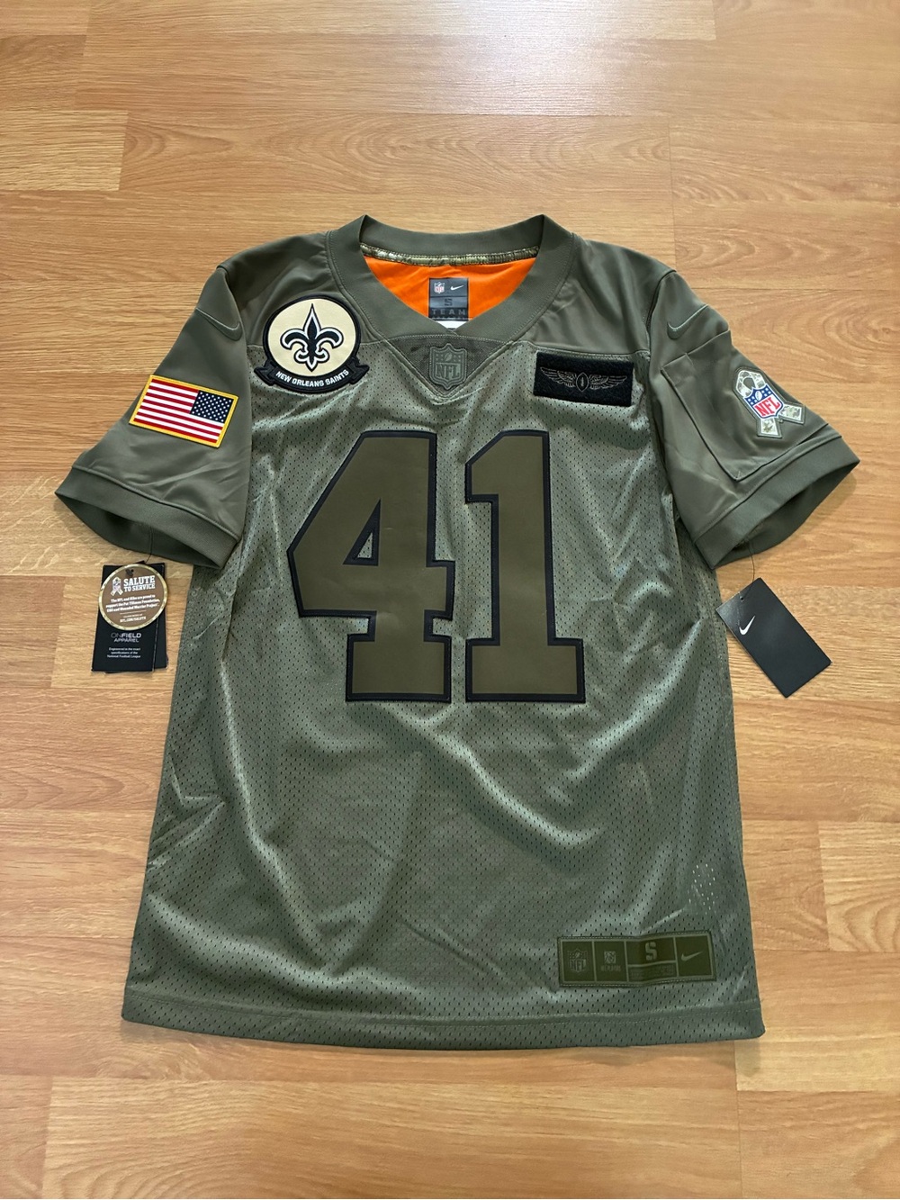 NFL Olive Green #41 Men’s Jersey with Team Patches